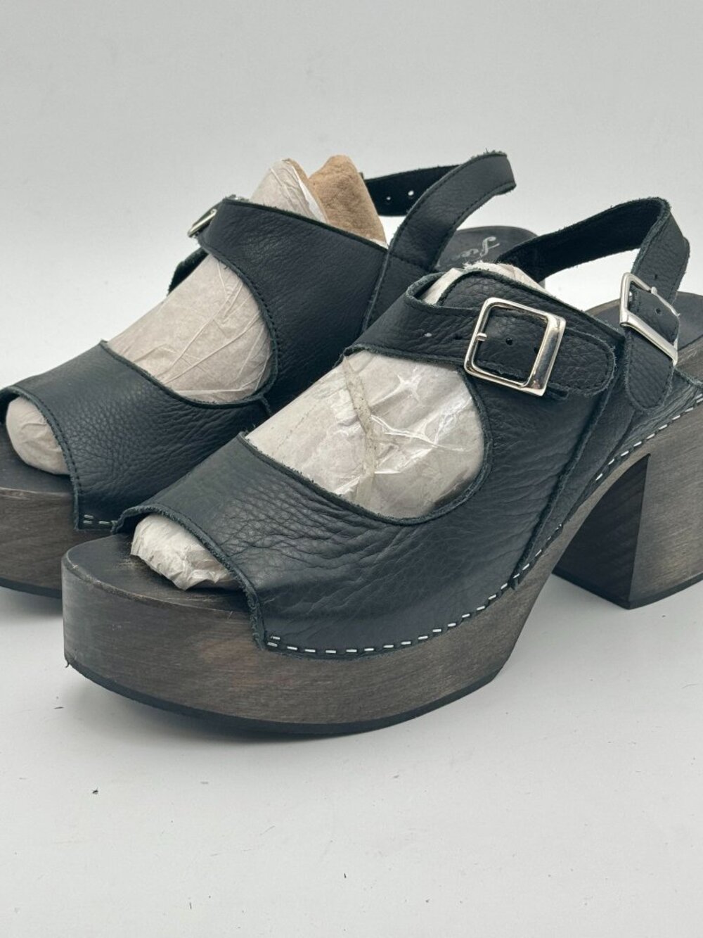Free People Platform Sandals EU 40 Leather Chunky Heel Slingback Boho Festival